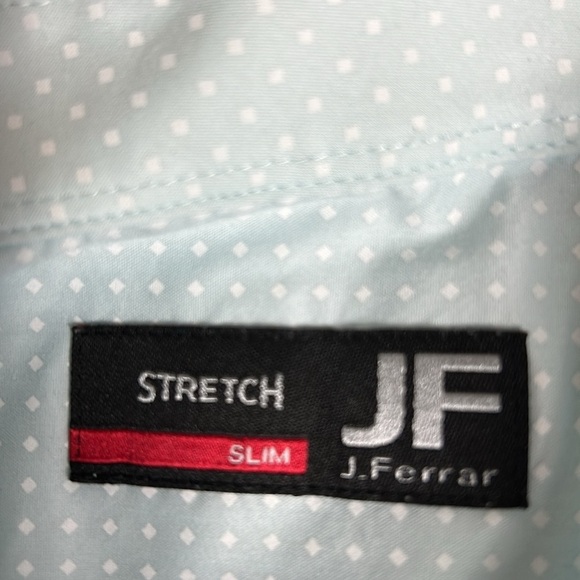 JF J ferrar Mens Light Green with White dots Long Sleeve Shirt Sz 17/17.5 - Picture 5 of 11